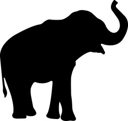 Obraz premium Elephant Animal Black Flat Style Vector Icon, Wildlife Mammal Symbol and Nature Safari Outline Graphic Group Featuring Elephant, Pachyderm and Jumbo