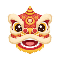 Vibrant lion dance mask