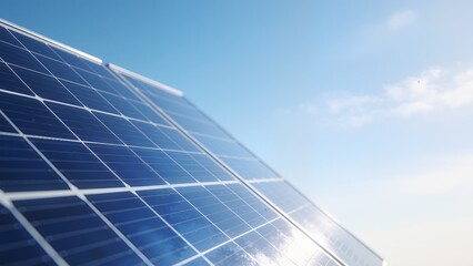 Solar panels under blue sky