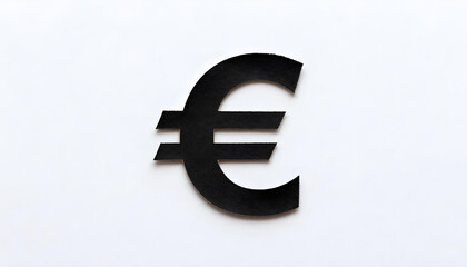 Fototapeta premium Black euro currency symbol cut out from paper on a white background
