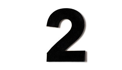Naklejka premium Black number two cutout casting a shadow on a clean white background