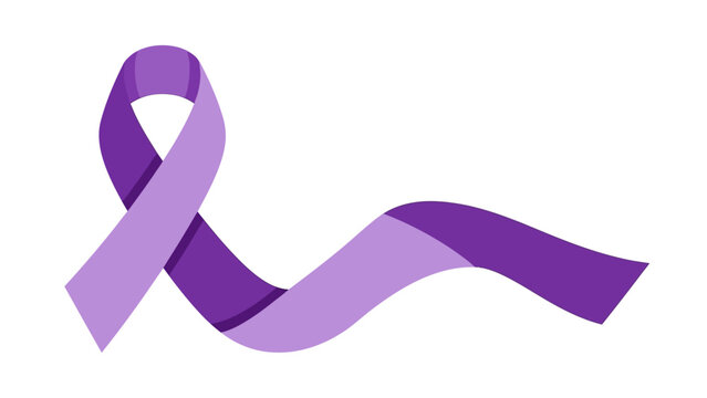 Purple awareness ribbon vector illustration for health and world cancer day