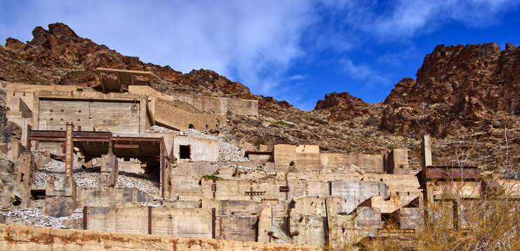 Abandoned ore processing plant ruins in morocco