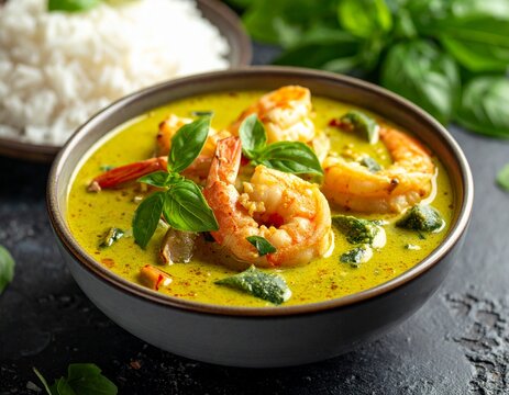 Gr&uuml;nes Curry mit Garnelen
