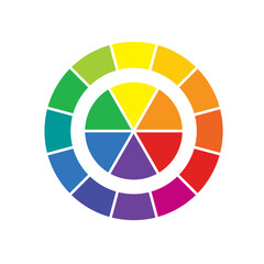 Color wheel isolated on white background. Color theory