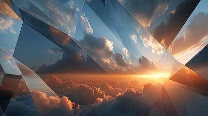 Abstract Leadership Vision Concept with Horizon Light Breaking Through Geometric Forms
