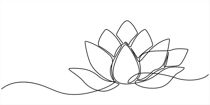 Continuous line drawing of lotus flower .one line  vector illustration  with out background, Continuous line drawing of lotus flower .one line  vector illustration  with out background.