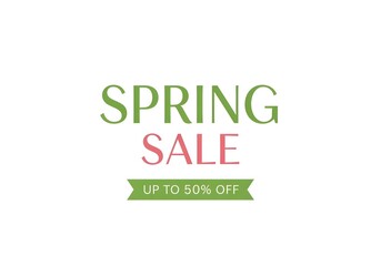Fototapeta premium A colorful spring sale advertisement with up to 50 percent off