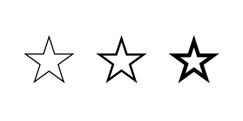 Obraz premium Simple star outline icon set in thin and bold style. Favorite and bookmark symbol