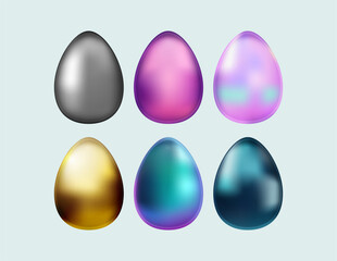 Colorful metallic easter eggs