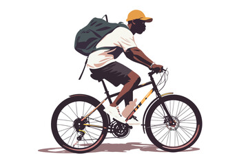 Fototapeta premium black man riding bycicle isolated