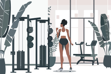Fototapeta premium black woman exercise in gym isolated