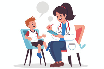 Obraz premium doctor talking with little baby isolated