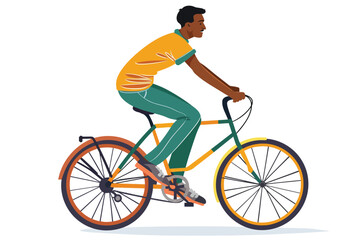 Obraz premium indian man riding bycicle isolated