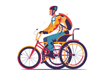 Fototapeta premium person in wheelchair riding bycicle isolated