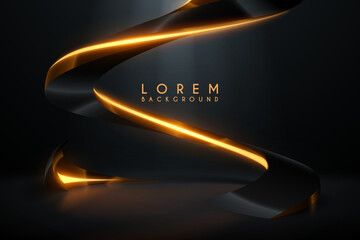 Black and gold shape with glowing line