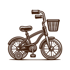 Vintage style childrens bicycle with basket