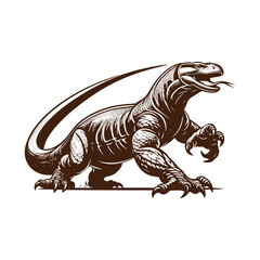 Fierce dinosaur illustration with sharp claws and teeth