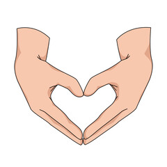 Hands showing heart shaped love gesture. Vector illustration