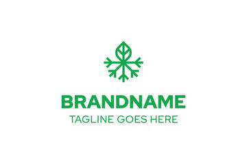 Snowflake Leaf Nature Modern Logo, symbolizing balance, freshness, and natural harmony
