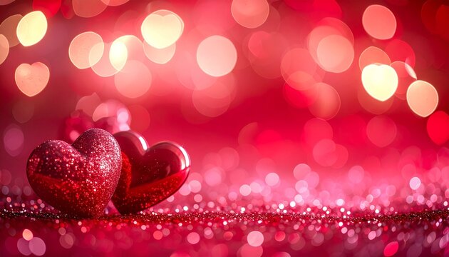 Imagen comercial de San Valent&iacute;n con fondo rom&aacute;ntico y elegante, corazones y luces suaves, dise&ntilde;o moderno con espacio para texto, ideal para campa&ntilde;as publicitarias, promociones y marketing digital.