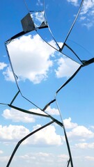 Broken Mirror Reflecting the Sky - A Shattered Perspective.