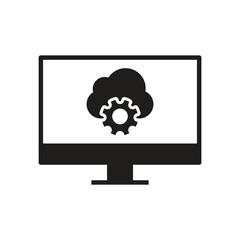 Solid computer screen with cloud setting gear