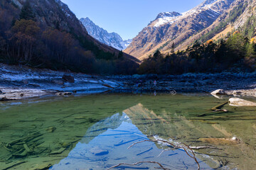 View of Lake Baduk in a gorge on Dombai in the Teberda Nature Reserve