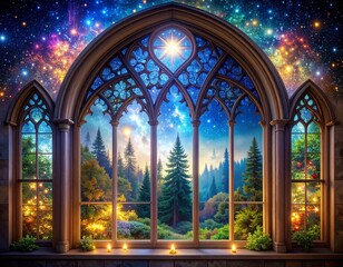 Obraz premium stained glass window in church