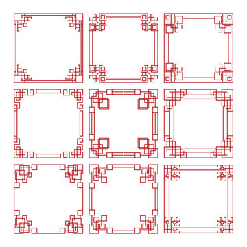 Chinese style geometric frames collection for decorative borders
