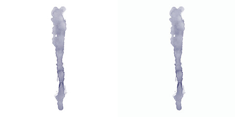 Two dark purple watercolor drips with textured effect on a white background, abstract art.