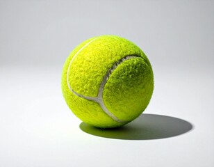 Bright Yellow Tennis Ball on White Surface with Shadow