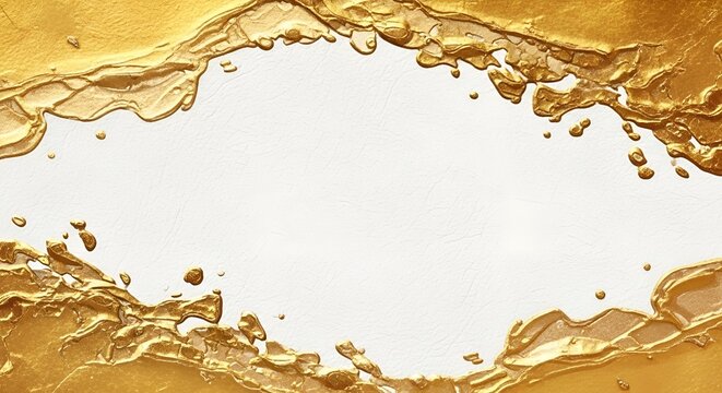 golden abstract art, liquid gold texture on white background