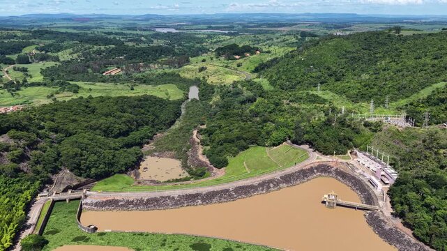 Euclides Da Cunha Hydroelectric Of Sao Jose Do Rio Pardo In Sao Paulo Brazil. Energy Generation. Dam Landscape. Hydroelectric Skyline. Euclides Da Cunha Hydroelectric At Sao Jose Do Rio Pardo. 