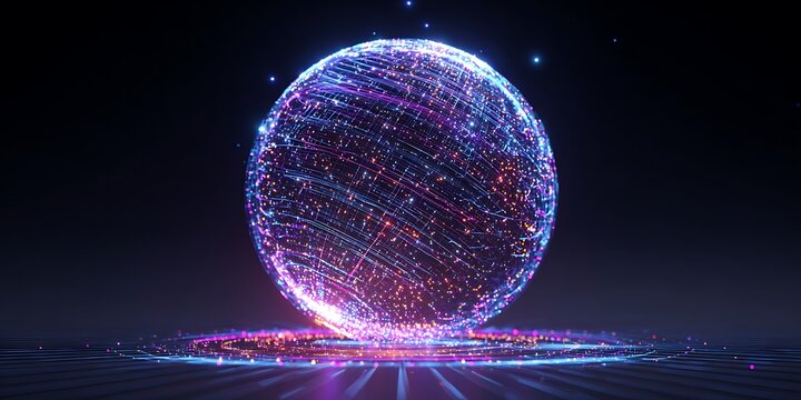 Glowing Sphere Abstract Energy Orb Digital Art Futuristic Background