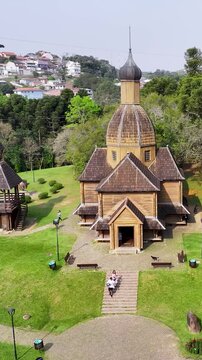 Curitiba Parana. Ukrainian Memorial At Curitiba In Parana Brazil. Gardening Landscape. Touristic Attraction. Urban Park. Ukrainian Memorial At Curitiba In Parana Brazil. Forest Trees Scene.