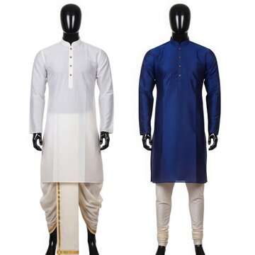 Traditional men's kurta pajama display