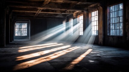Sunlight rays through window in a dilapidated interior