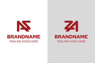 Letters AS or ZA Monogram Logo, suitable for any brand with AS SA AZ ZA initials