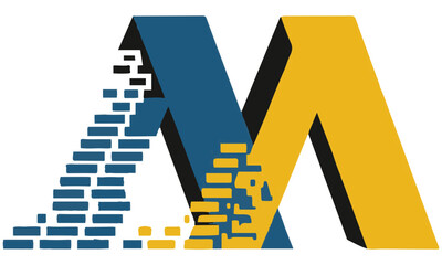 Modern real estate logo with abstract geometric shapes forming rooftops or buildings. Perfect for property, construction, architecture, or housing business branding and identity design.