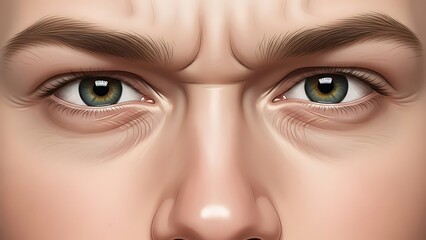 Naklejka premium Close-up of a persons green eyes.
