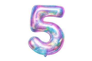 Fototapeta premium Iridescent number five balloon celebrating birthday anniversary