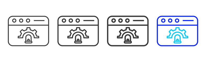 Fototapeta premium Software Alarm icon set collection creative outline style for Incident Management with multiple thickness variations suitable for web apps mobile ui and business tools
