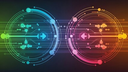Obraz premium Vibrant digital circuit board illustration.