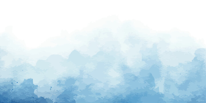 Blue watercolor texture background with white gradient fade for abstract design.