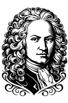 antonio vivaldi, baroque era classical composer illustration, vector