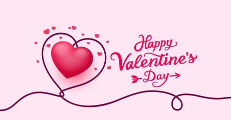 Romantic Happy Valentines Day background with a prominent red heart and elegant typography.