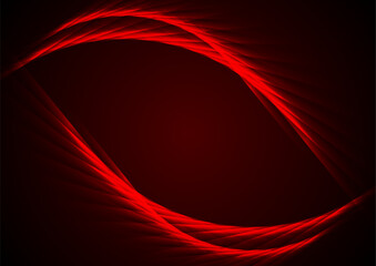 Dark red minimal laser lines abstract glowing futuristic tech background. Vector digital art rays design
