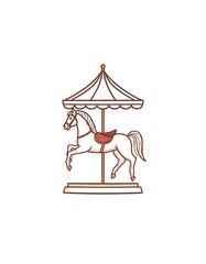 Carousel Horse Illustration - Nostalgic Fairground Ride with Elegant Design.