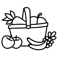 Cute Summer Life Doodle Activities hand drawn black and white outline